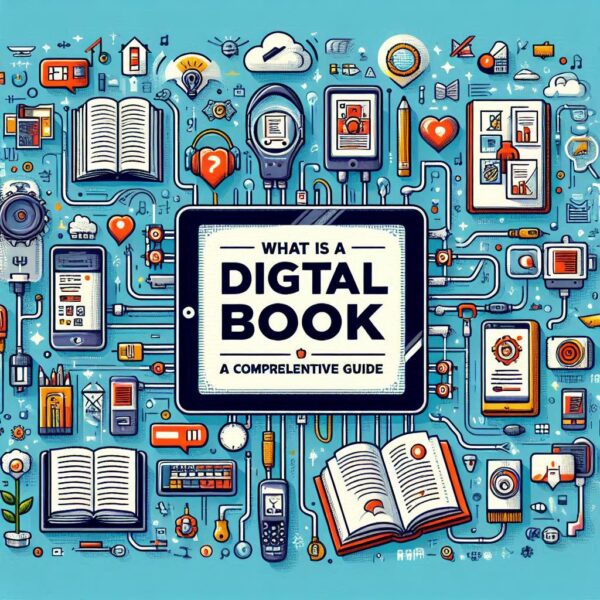 Illustration of digital books and electronic devices for comprehensive guide on digital reading
